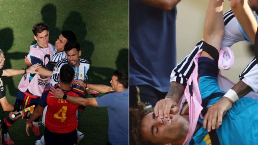 Nahuel Molina golpeó a Rodri en el pecho
